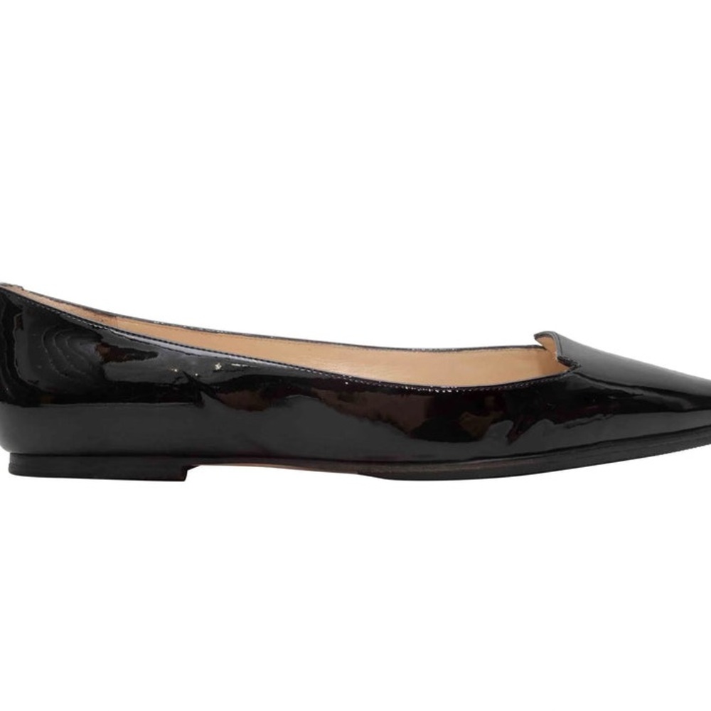 JIMMY CHOO BLACK POINTED-TOE BALLET FLATS SIZE 37